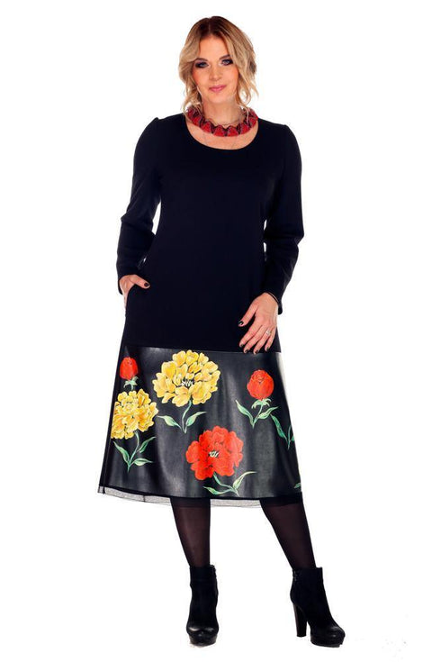 Rochie stofa cu piele  Liza Panait Liza Panait Online Boutique